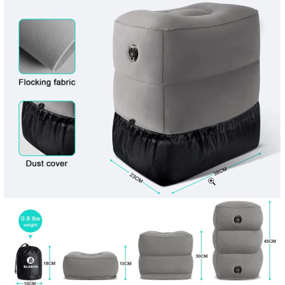 Inflatable Air Travel Pillow for Toddlers/Kids (bed), Adult (footrest)